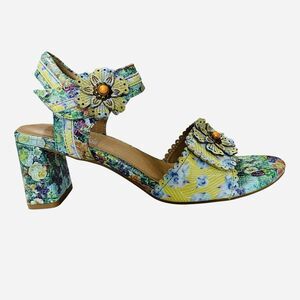 L'Artististe Floral Sandals Boho Spring Step 9.5 10 Block Heel Voguesh